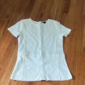 Ann Taylor White Short Sleeve Cotton Blouse